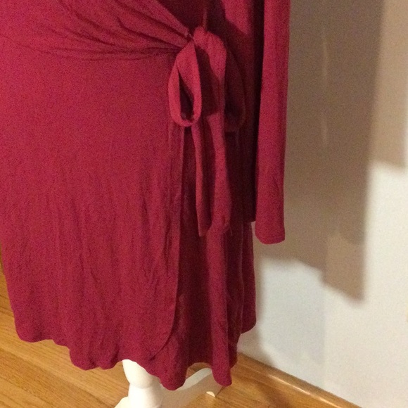 Express Burgundy Wrap Dress - Picture 4 of 7